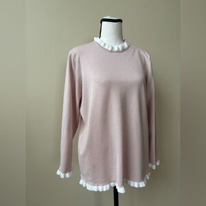 Adrianna Papell Pink and White Knit Top - NWT - Size L